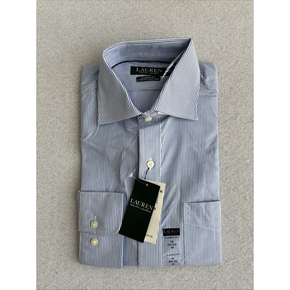 Lauren Ralph Lauren Mens Classic Fit Ultraflex Dress Shirt Size 15 34/35 Preppy